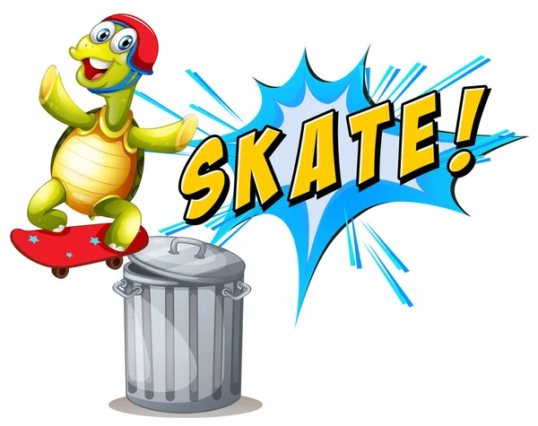 Una Tartaruga Che Gioca Skatebiard Illustrazione — Vettoriale Stock