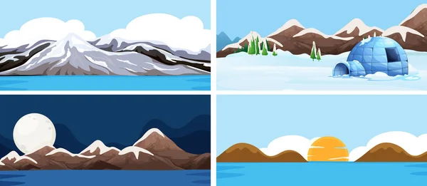 Reihe Von Natur Landschaft Illustration — Stockvektor