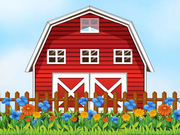Farm House Scene Illustration — Stock Vector