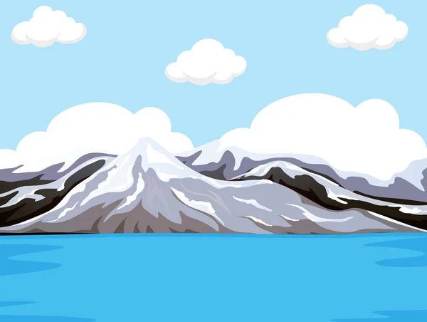 Berg Neben Dem Wasser Illustration — Stockvektor