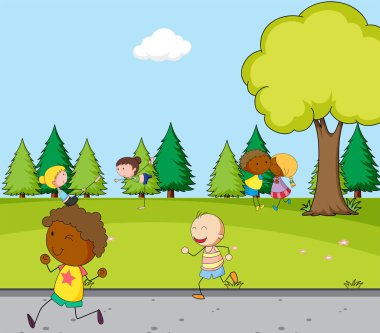 Park illüstrasyon faaliyet yapan insanlar