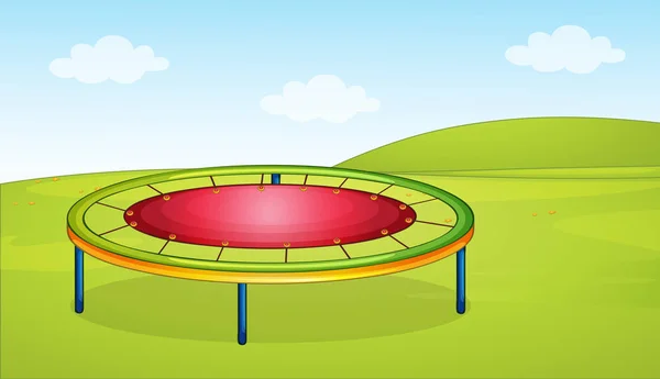 Trampolino Nell Illustrazione Del Parco Giochi — Vettoriale Stock