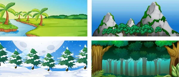 Conjunto Natureza Paisagem Ilustração —  Vetores de Stock