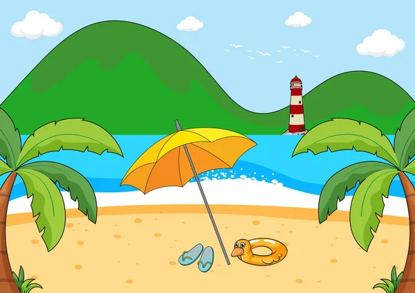 Simple Beach Scene Illustration — Stock Vector