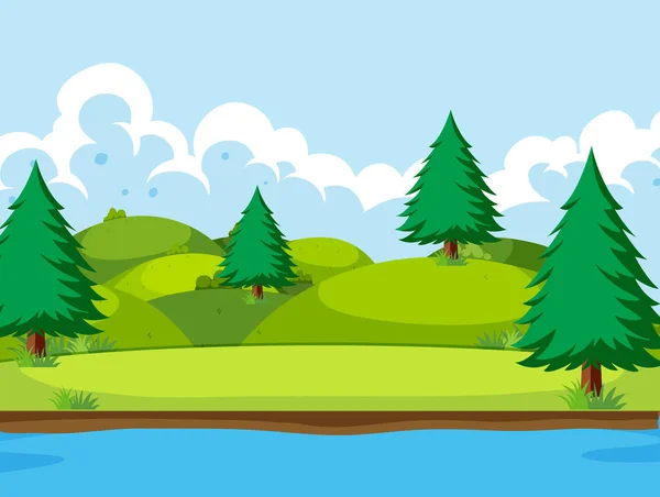 Una Ilustración Paisaje Naturaleza Plana — Vector de stock