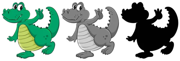 Zestaw Krokodyla Charakter Ilustracja — Wektor stockowy