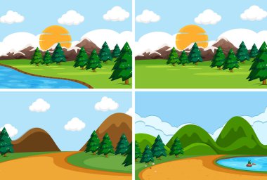 Düz doğa sahnesi seti