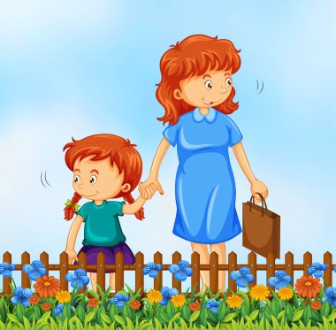 Anne ve kızı Garden