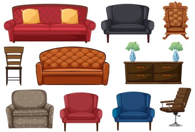Set of chair and couch clipart