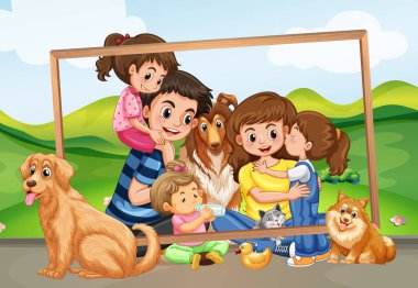 Doğada mutlu aile resmi