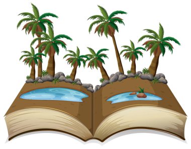 Doğa ağacı açık kitap şablonu