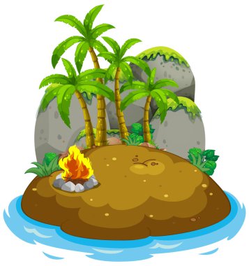 Yangın sahnesi ile Ada