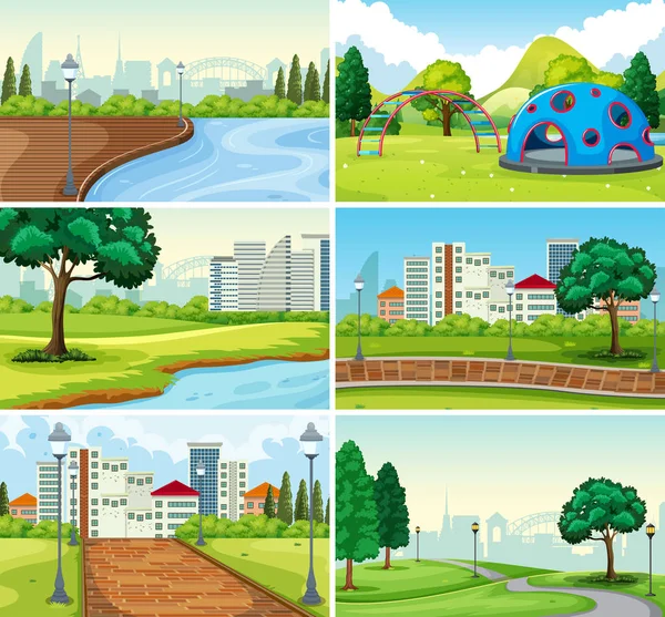 Set of park background — Stock Vector