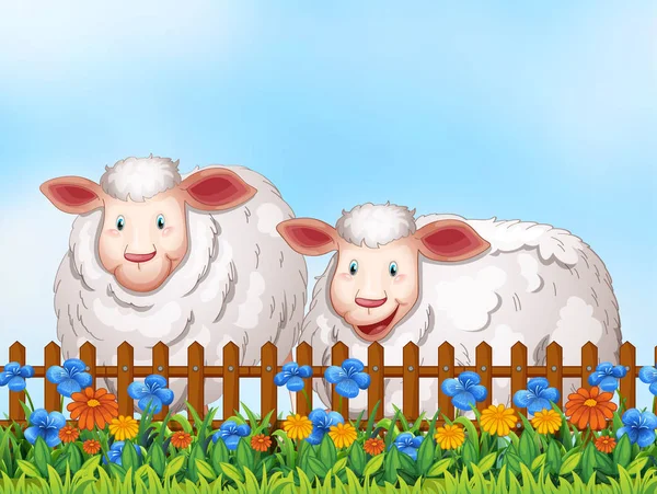 Ovelhas no jardim —  Vetores de Stock