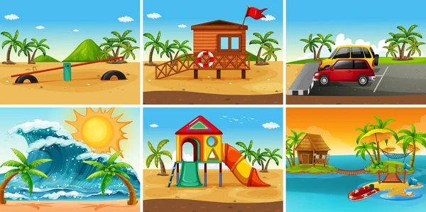 Set of beach scene — Stock Vector