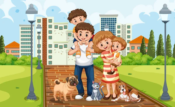 A family at the park — Stock Vector