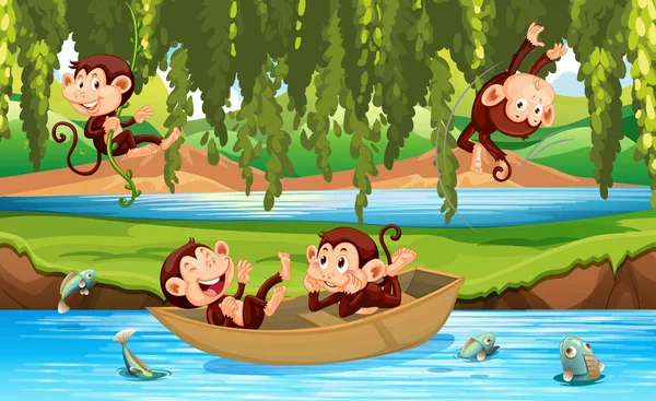 Opice v divočině — Stockový vektor