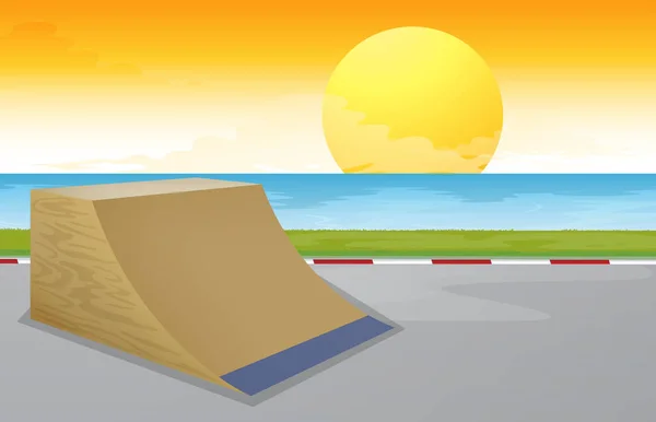 Scena o zachodzie słońca skatepark — Wektor stockowy