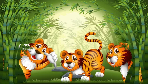 Tiger in bamboebos — Stockvector
