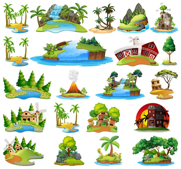 Set of nature lanscape — Stock Vector