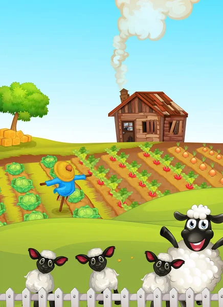 Un semplice paesaggio agricolo — Vettoriale Stock