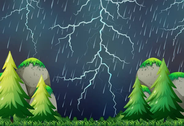 Una escena de tormenta de naturaleza — Vector de stock