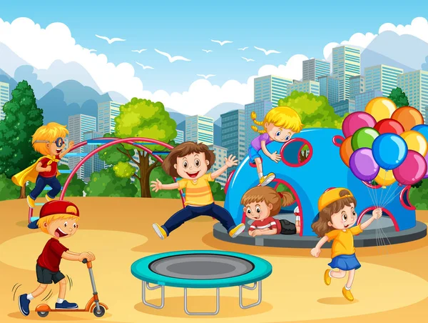 Kinder auf dem Spielplatz — Stockvektor