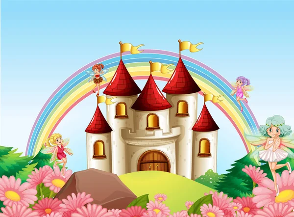 Fairy at the medieval castle — Stock Vector