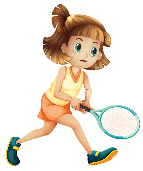 Un personaje de chica de tenis — Vector de stock