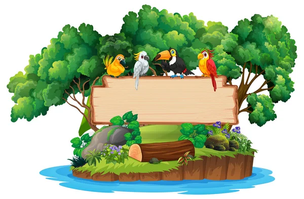 Panneau Jungle et Oiseau — Image vectorielle