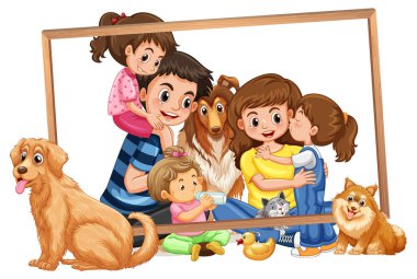 Ahşap çerçevede aile
