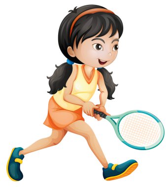 Kız tenis beyaz arka plan oynarken