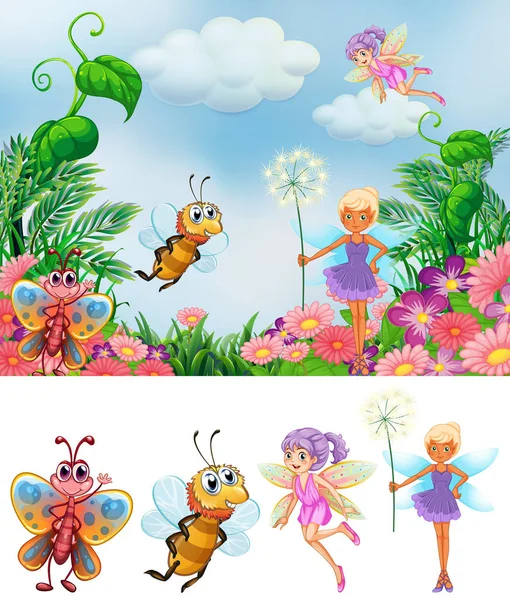 Fairy in nature background — Stock Vector