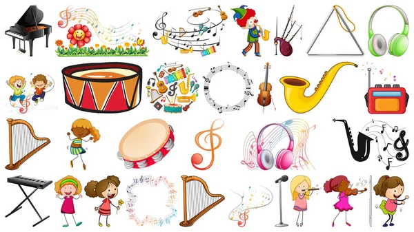 Ensemble d'instruments de musique — Image vectorielle