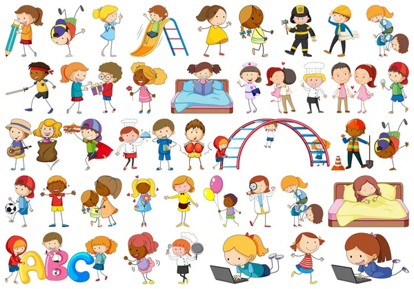 A Doodle gyerekek karakter beállítása — Stock Vector