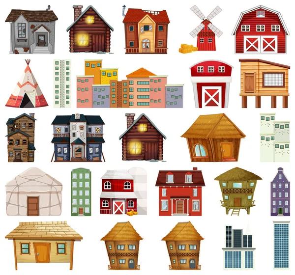 Set of different house — Stock Vector