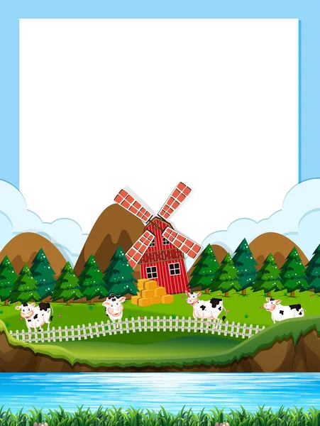 Cow farm border template — Stock Vector