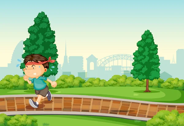 Boy running in park — Stock Vector