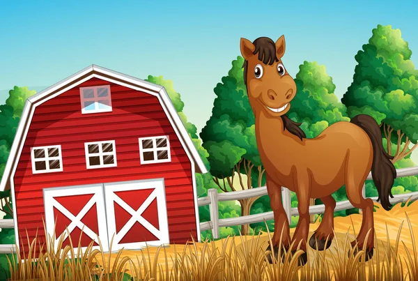 Um cavalo na fazenda — Vetor de Stock