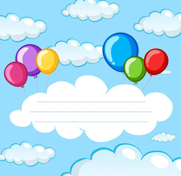 Ballon op Sky Note template — Stockvector