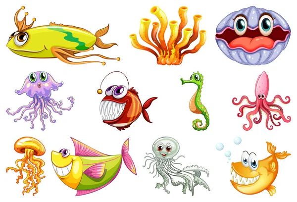 Set of sea creature — Stock Vector