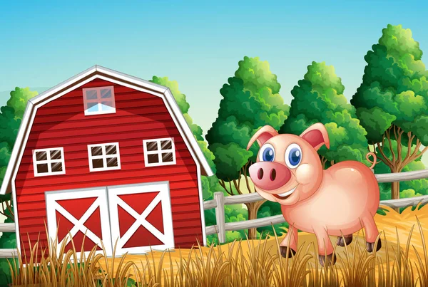 En gris på gården — Stock vektor