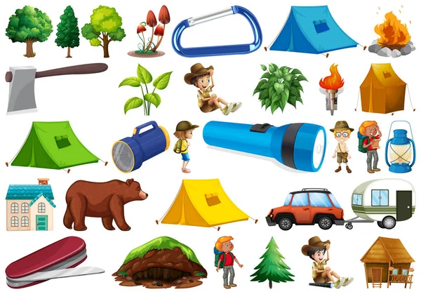 Set of camping element — Stock Vector