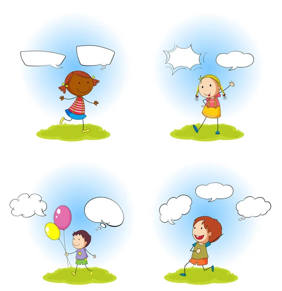 Barn och pratbubblor set — Stock vektor