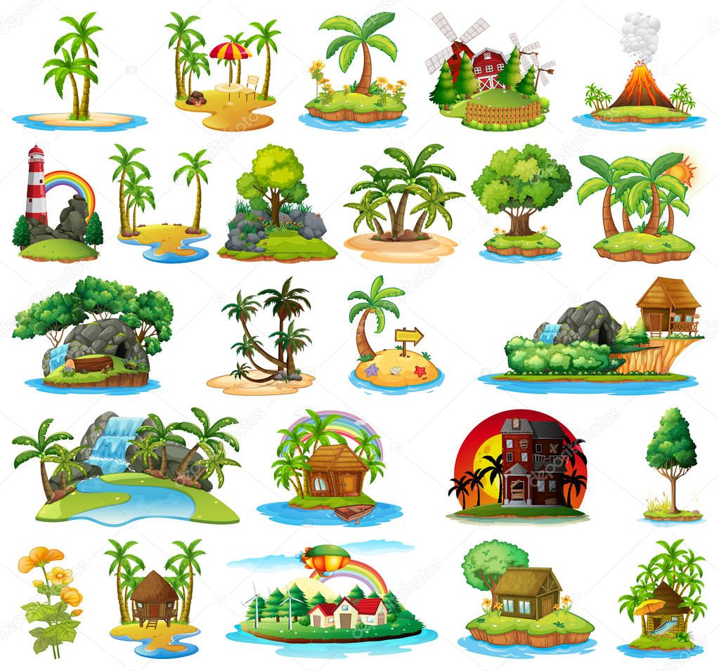 Set of different islands