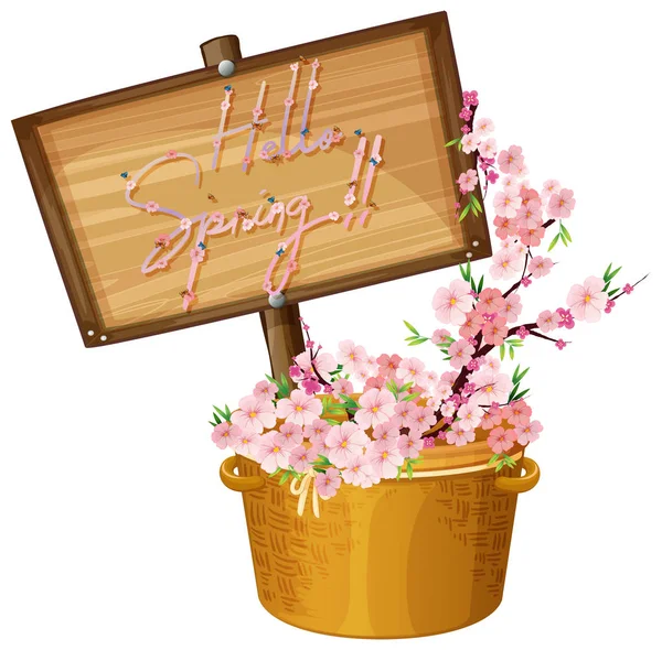 Hola banner de texto primavera — Vector de stock