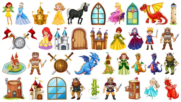 Set of medieval character — Stock Vector