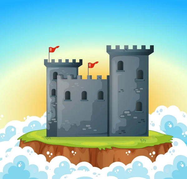Château de pierre sur l'île — Image vectorielle