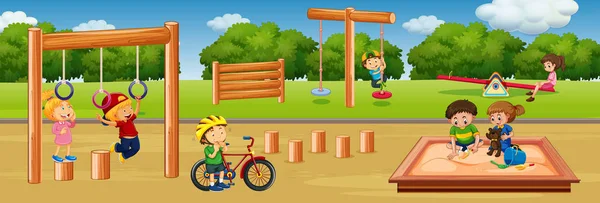 Kinder spielen auf Spielplatz — Stockvektor