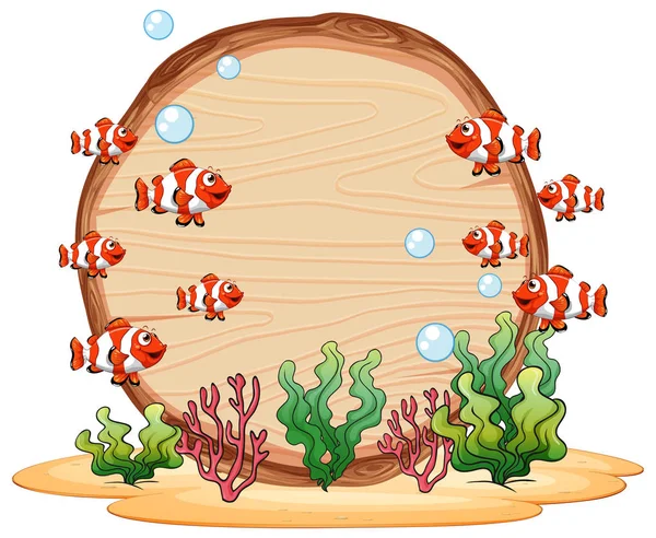Modèle de bannière en bois sous-marin — Image vectorielle